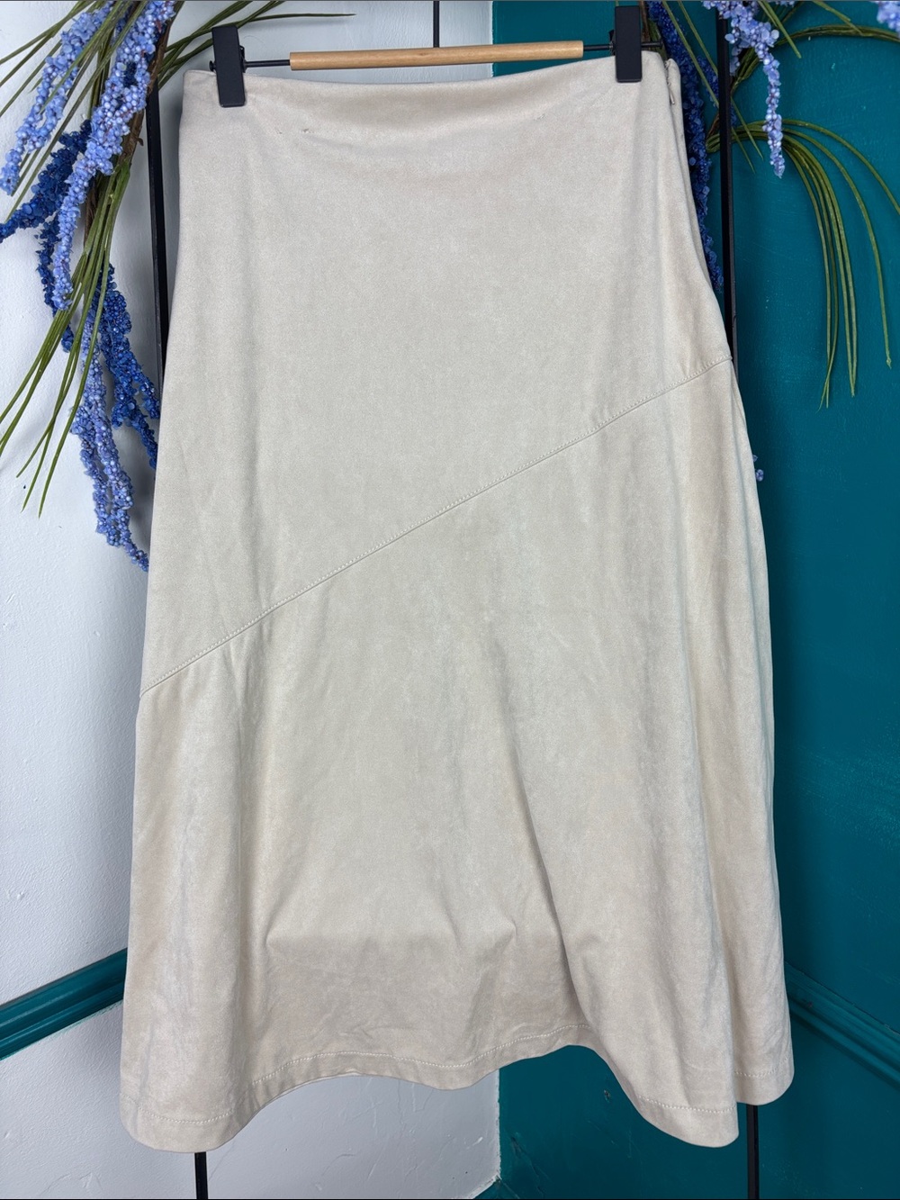 Women’s Cream faux suede A-Line Skirt
